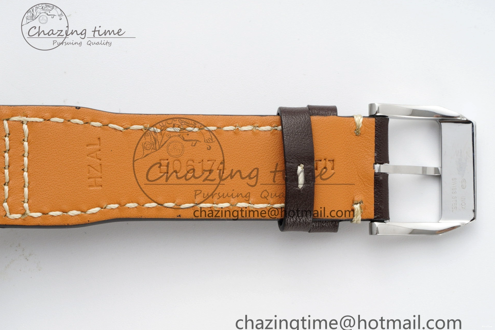 MIROTIME 0312 Bright Pilot Chrono SS AZF 1:1 Best Edition Green Dial on Brown Leather Strap A 7059